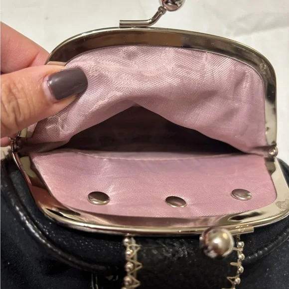 Kathy Van Zeeland Vintage Black Suede Double Kisslock bag - Picture 10 of 14